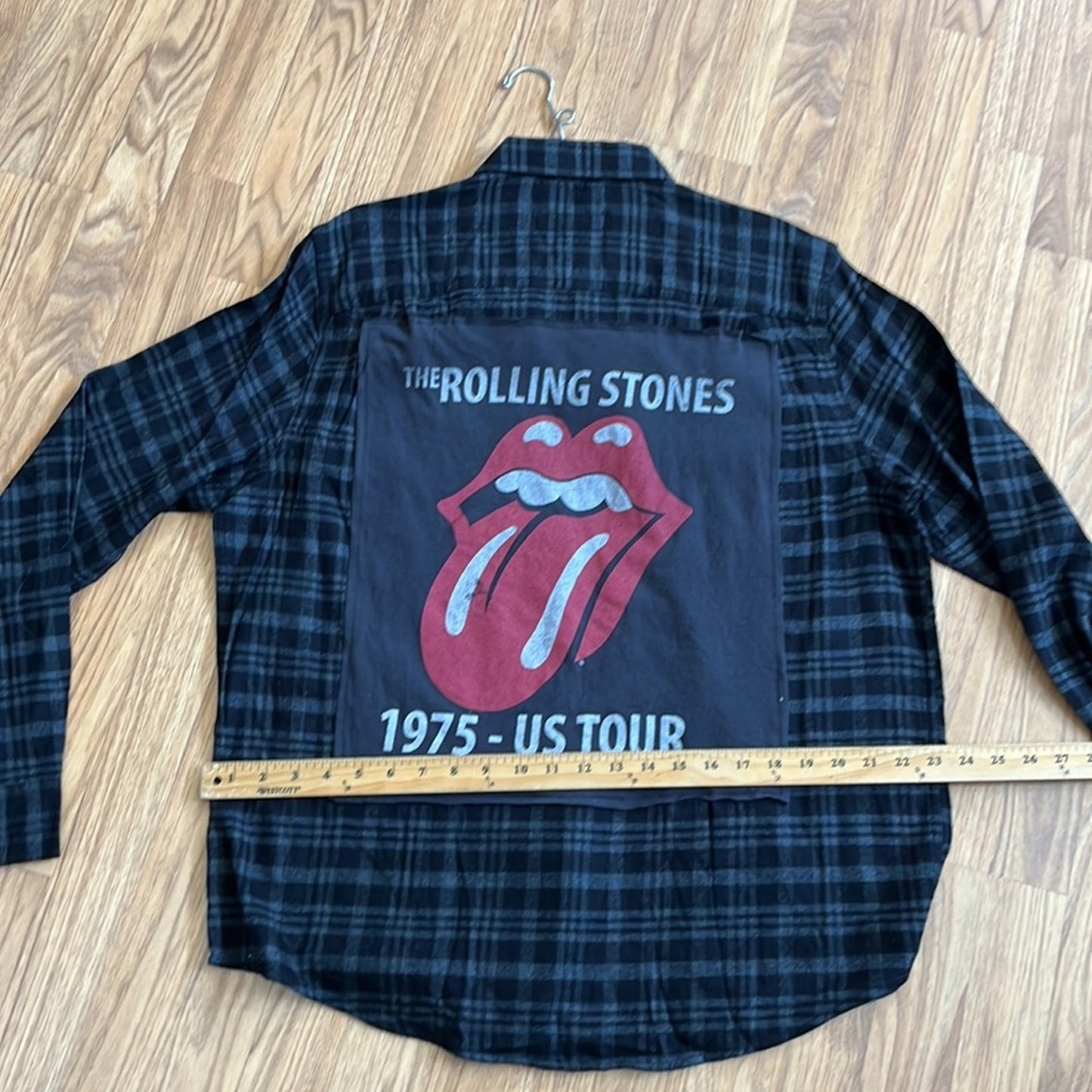 The Rolling Stones Flannel upcycled one of a kind size large men's / unisex