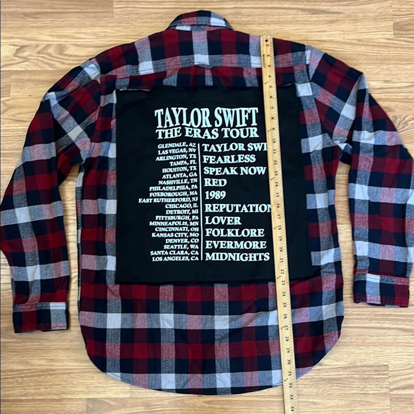 Taylor Swift Eras Tour Upcycled Flannel Shirt unisex Size Large XLT