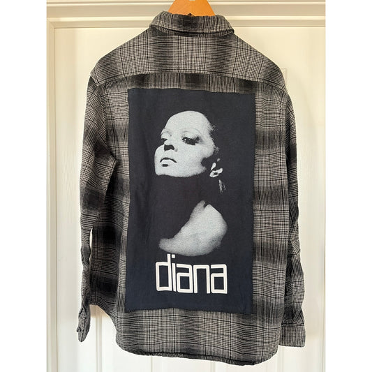 Diana Ross Upcycled Flannel Shirt Unisex Size Large L