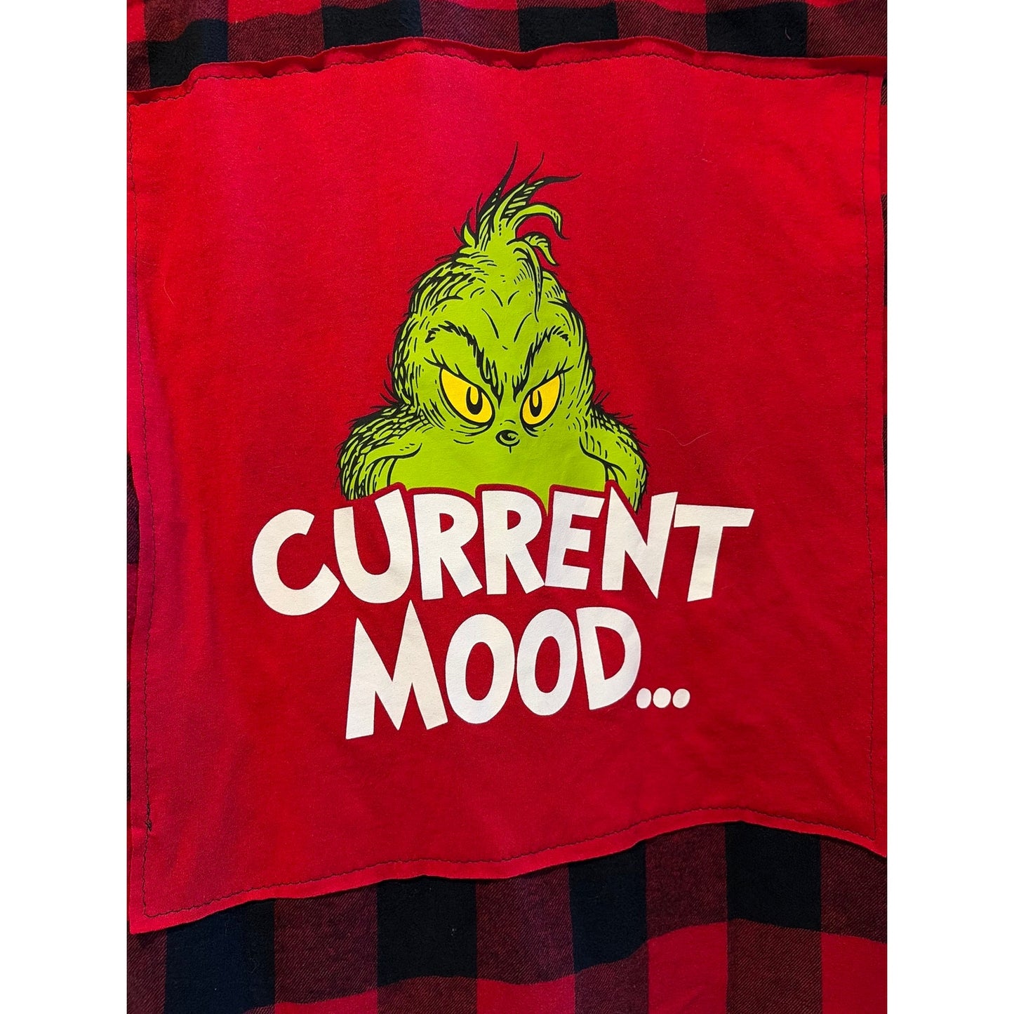 The Grinch - Current Mood Upcycled Flannel Shirt Unisex Medium M