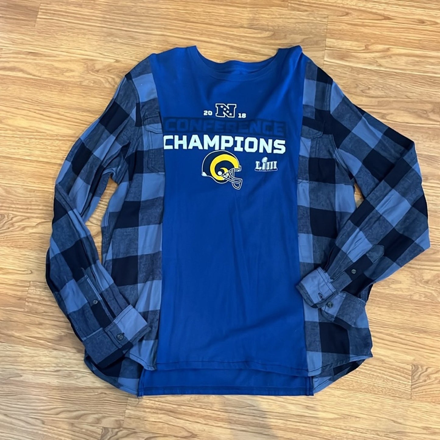 Los Angeles Rams LA Flannel Shirt / Sweatshirt upcycled unisex one size