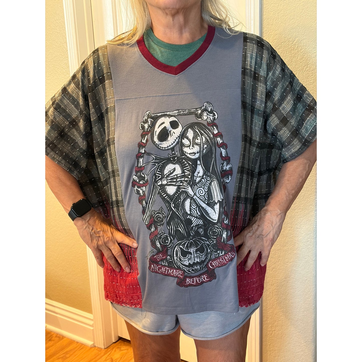 Nightmare Before Christmas Upcycled Kantha Tunic Top Shirt Boho