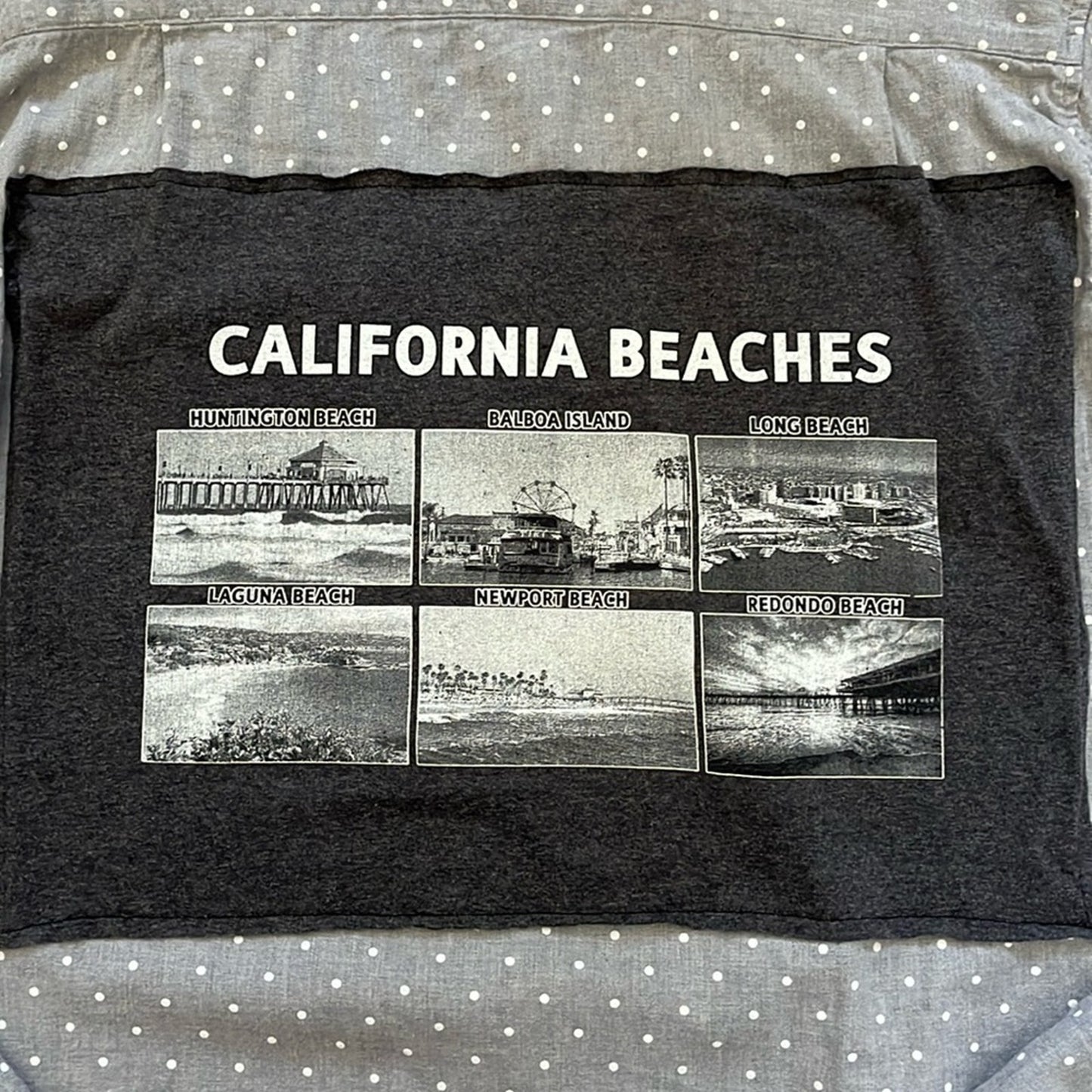 California Beaches Flannel Shirt upcycled unisex size  XL