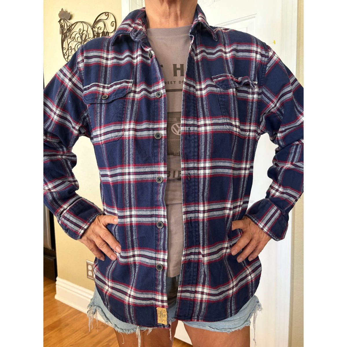 Buffalo Bills NFL Upcycled Flannel Shirt Unisex Size Large L