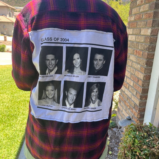 Friends TY Show Upcycled Flannel Shirt Handmade Unisex Size Medium M