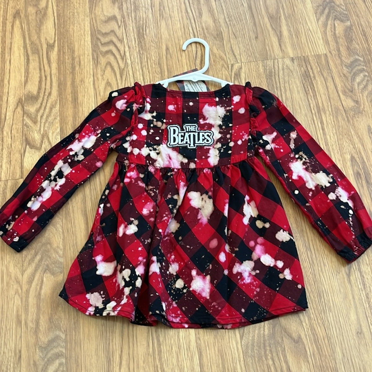 The Beatles Bleaches Flannel Dress upcycled Size 3T