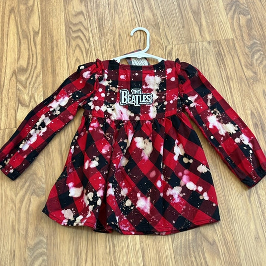 The Beatles Bleaches Flannel Dress upcycled Size 3T