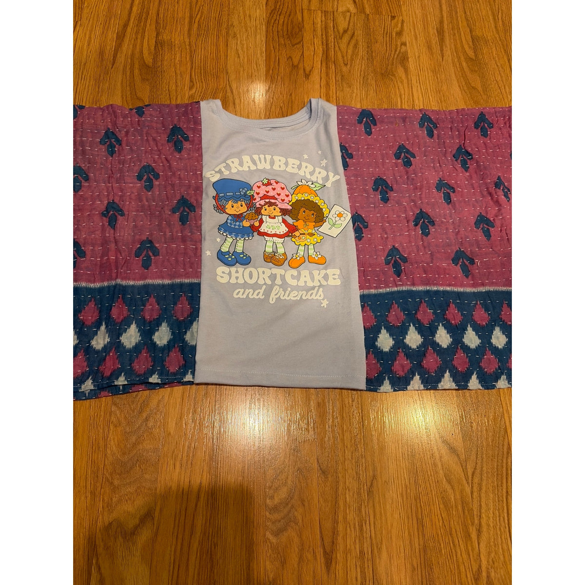 Strawberry Shortcake Upcycled Kid Kantha Tunic Top Shirt OS Boho