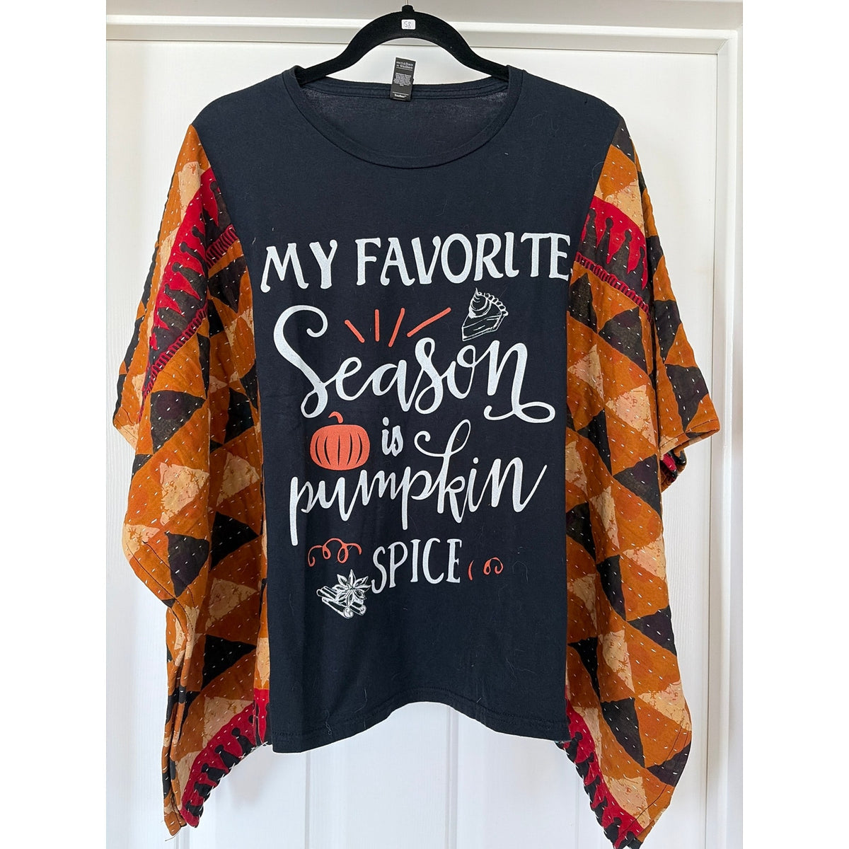 Pumpkin Spice Upcycled Kantha Tunic Top Shirt OS Boho