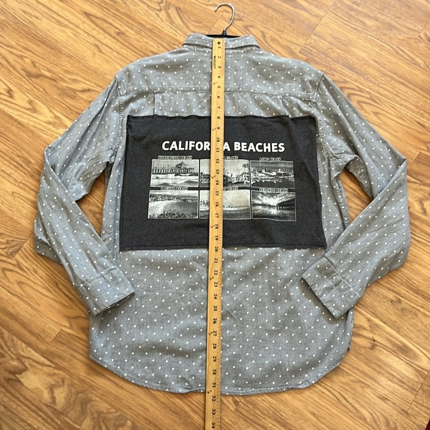 California Beaches Flannel Shirt upcycled unisex size  XL