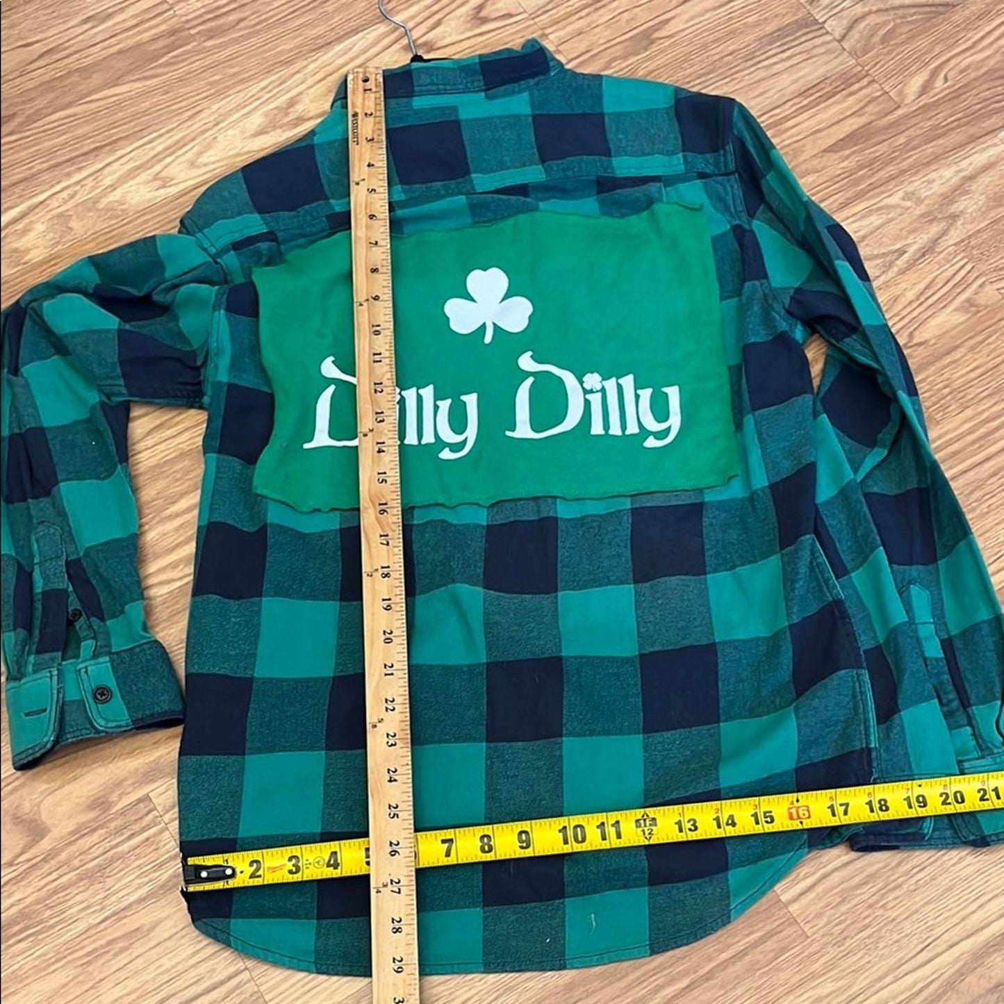 Dilly Dilly St. Patty's Day Upcycled Flannel Shirt Handmade Unisex Size Medium M