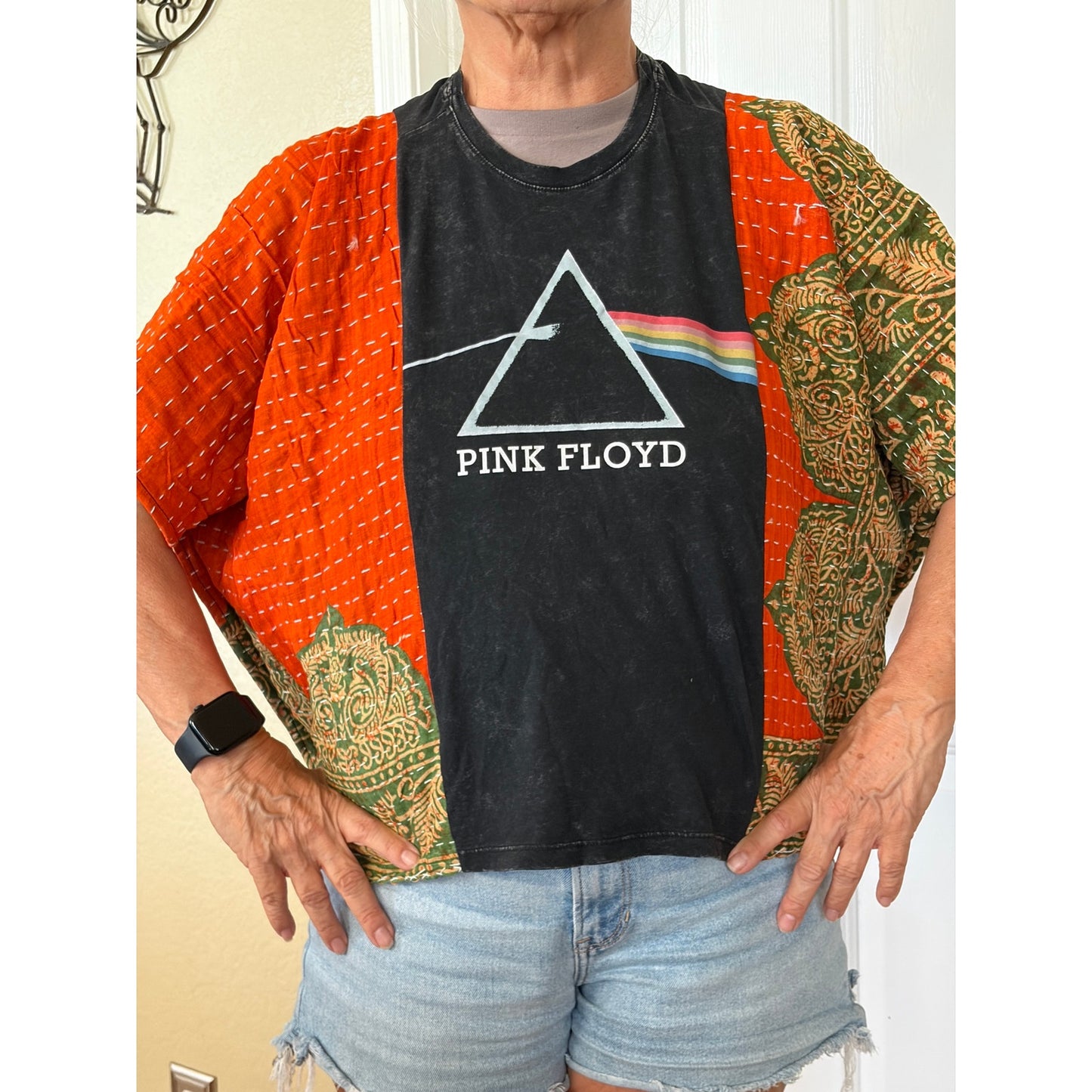 Pink Floyd Upcycled Kantha Tunic Top Shirt OS Handmade Boho