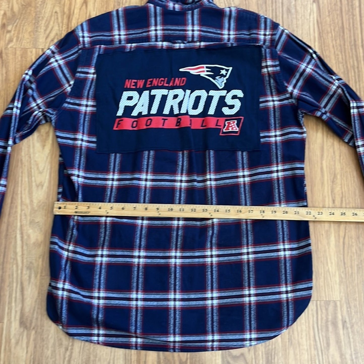 New England Patriots Flannel Shirt upcycled one of a kind size LT