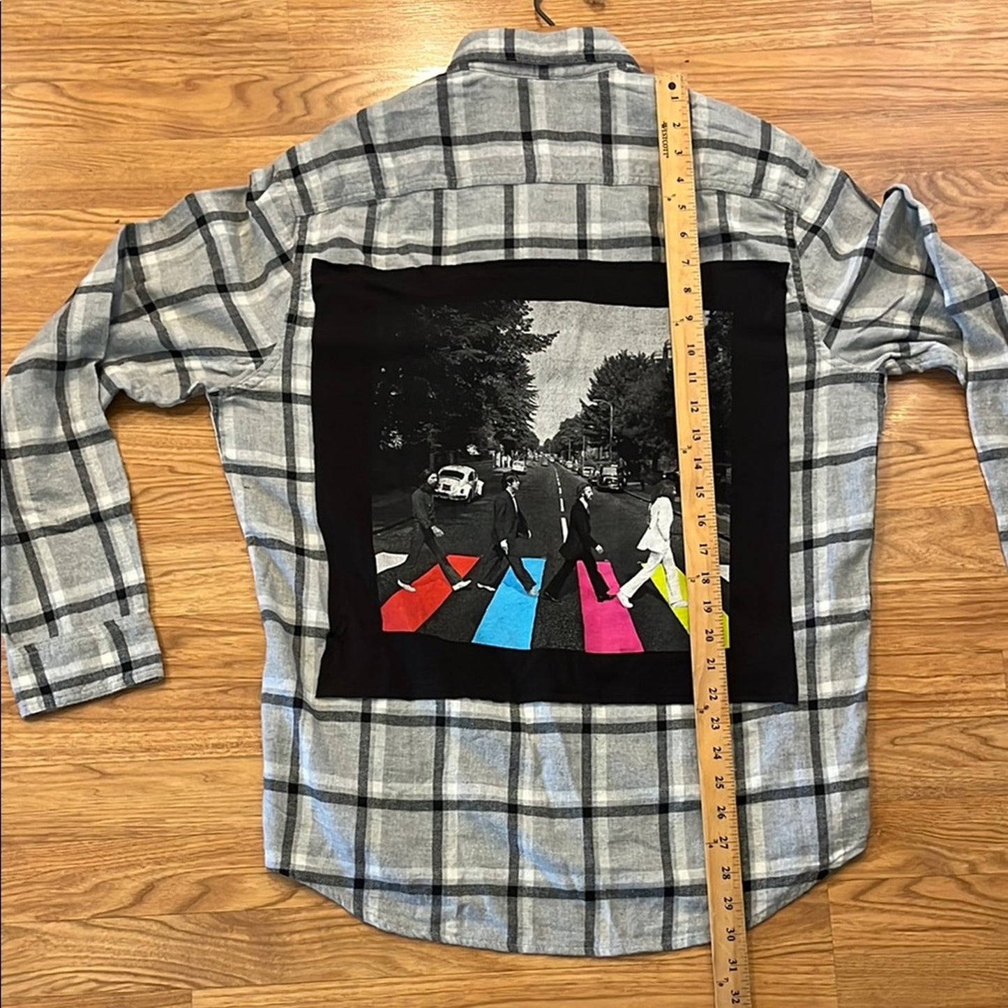 Beatles Upcycled Flannel Shirt unisex Size Large L
