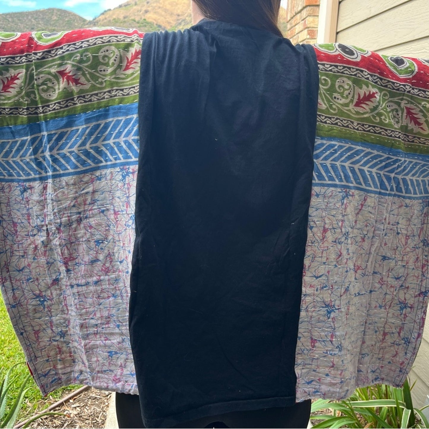 Slayer Upcycled Kantha Tunic Top Shirt OS Handmade Bohemian Hippie