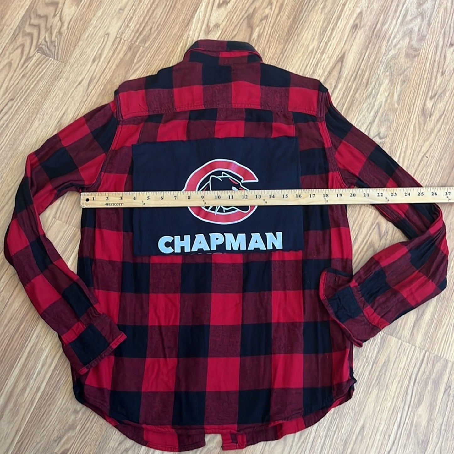 Chapman University Flannel Shirt upcycled one of a kind size Medium unisex