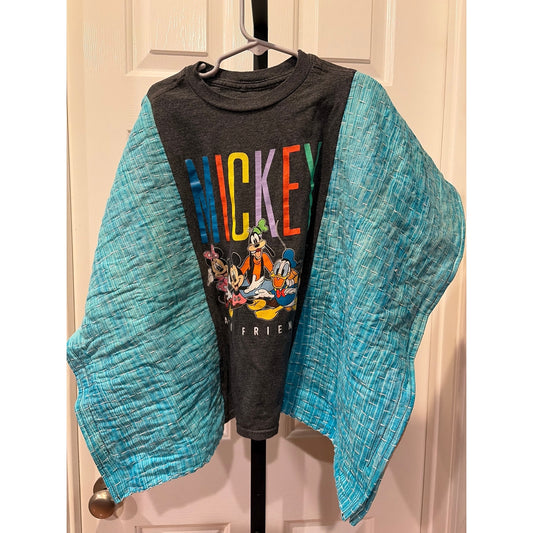 Mickey Mouse Upcycled Kantha Tunic Top Shirt OS Handmade