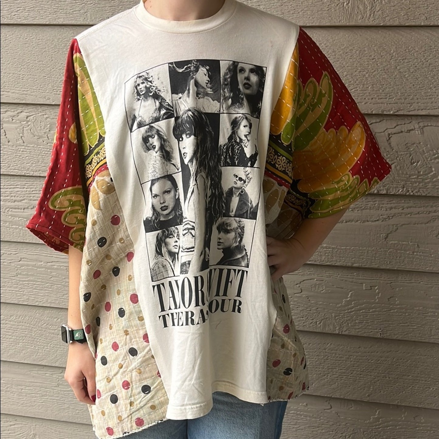 Taylor Swift The Eras Tour Upcycled Kantha Tunic Top Shirt OS Bohemian Handmade