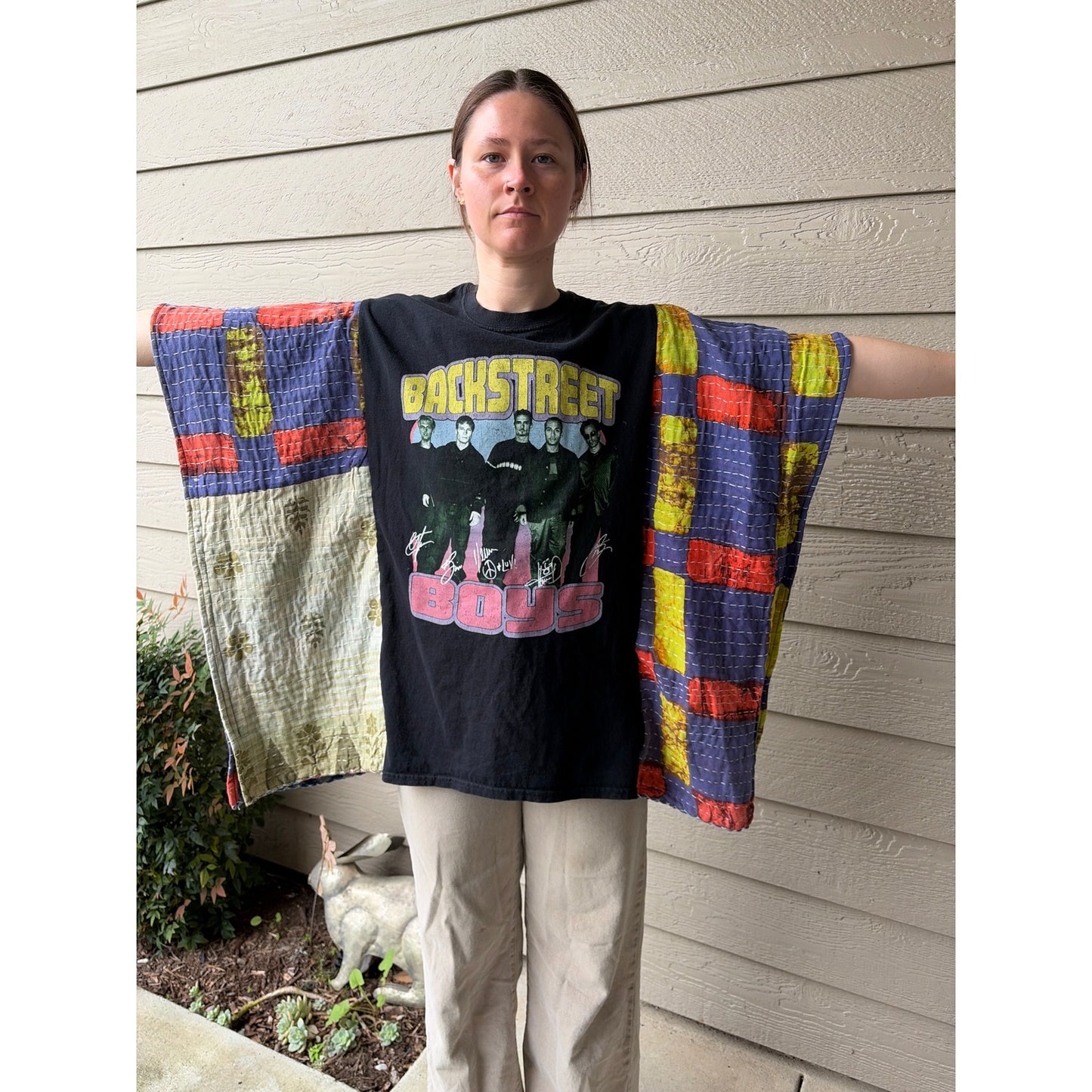 Backstreet Boys Upcycled Kantha Tunic Top Shirt OS Handmade Boho