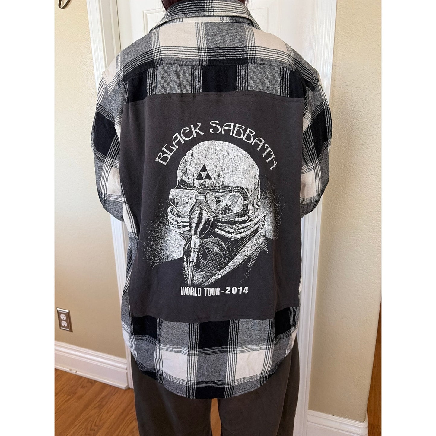 Black Sabbath Upcycled Flannel Shirt Unisex Size Large Tall LT