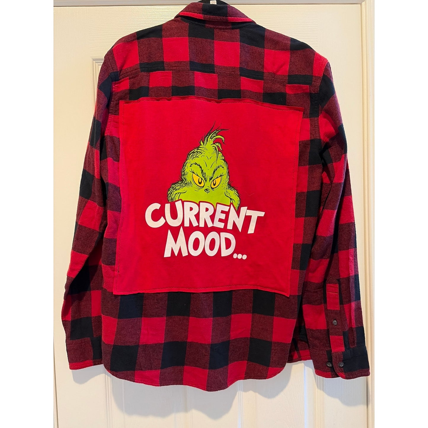 The Grinch - Current Mood Upcycled Flannel Shirt Unisex Medium M