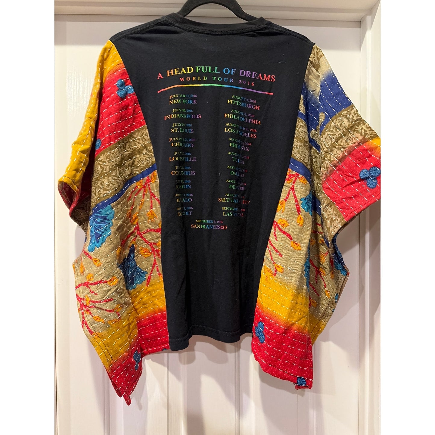 Coldplay Upcycled Kantha Tunic Top Shirt OS Handmade Boho
