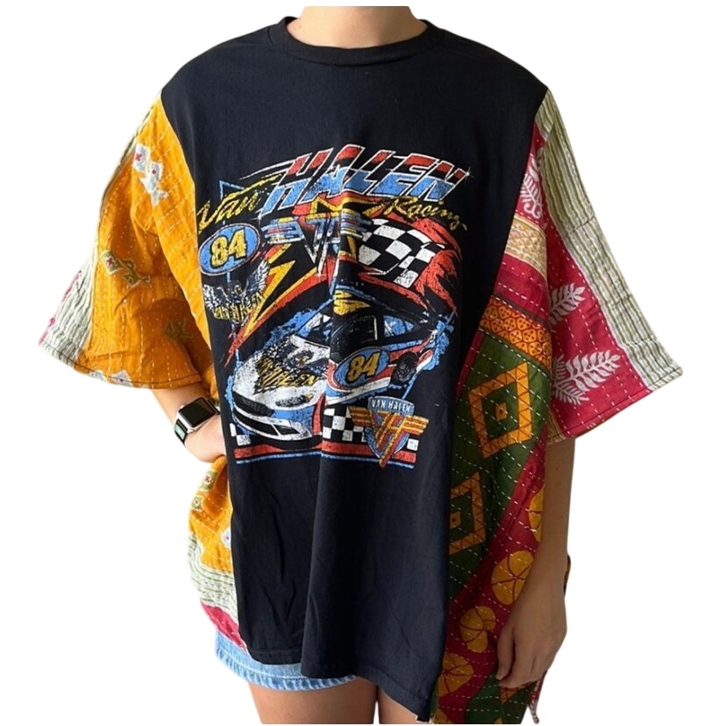 Van Halen Upcycled Kantha Tunic Top Shirt OS Handmade Boho