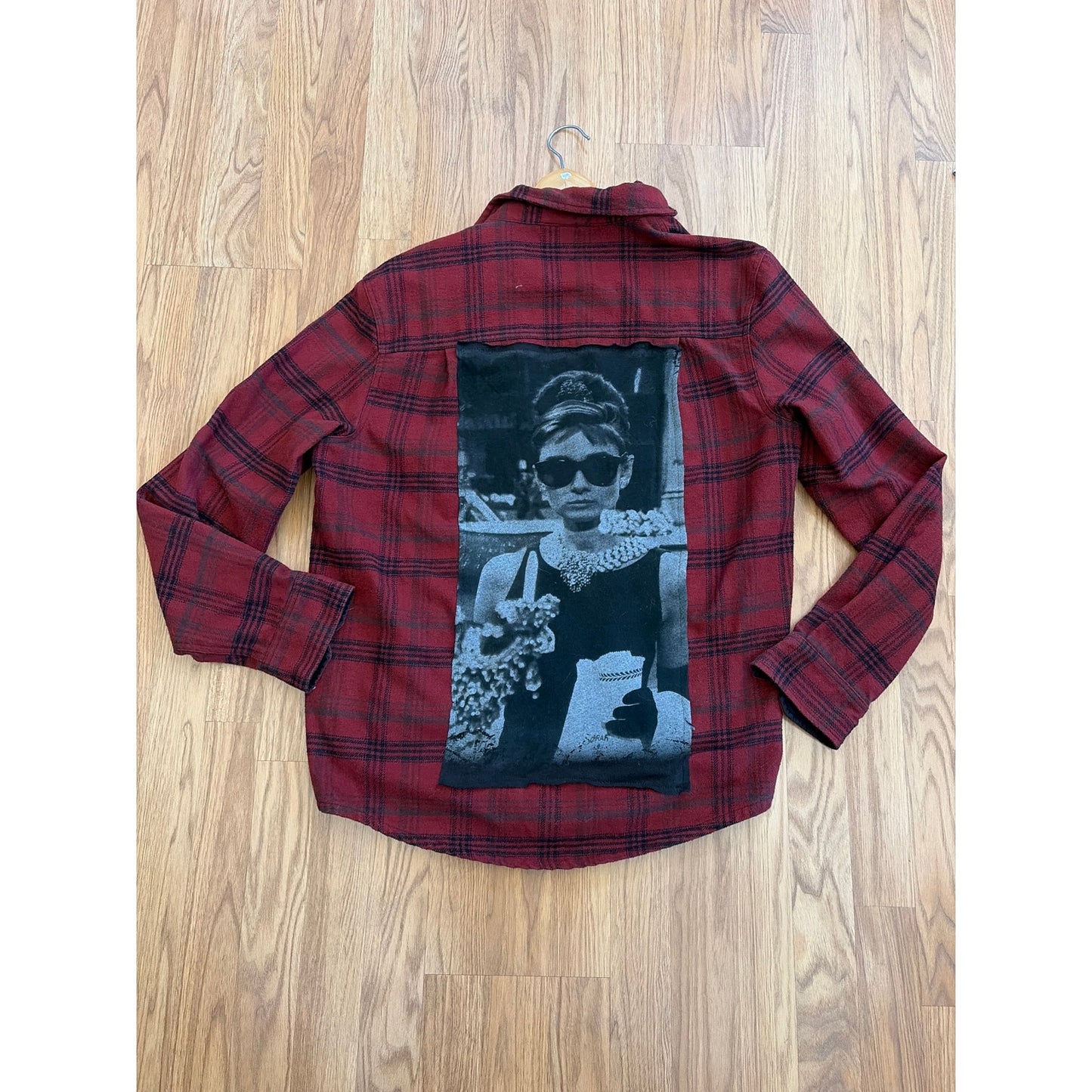 Audrey Hepburn Upcycled Flannel Shirt Unisex Size Medium M