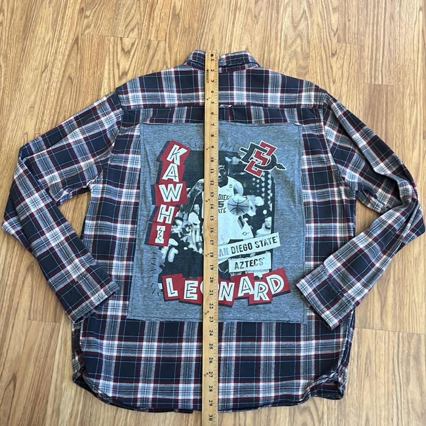 SDSU Aztecs Kawhi Leonard Flannel Shirt upcycled one of a kind Medium unisex