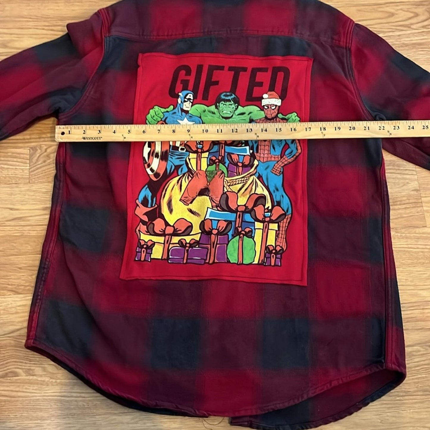 Gifted Christmas Holiday Upcycled Flannel Shirt unisex Size Large L