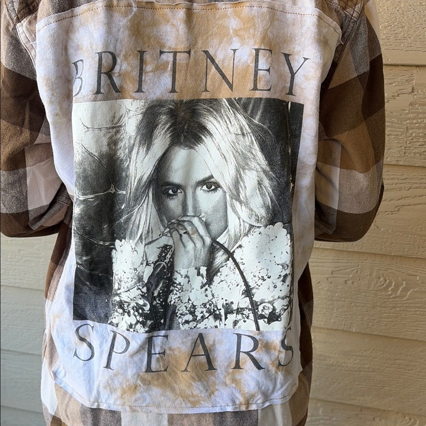 Britney Spear Upcycled Flannel Shirt Unisex Size Medium Handmade