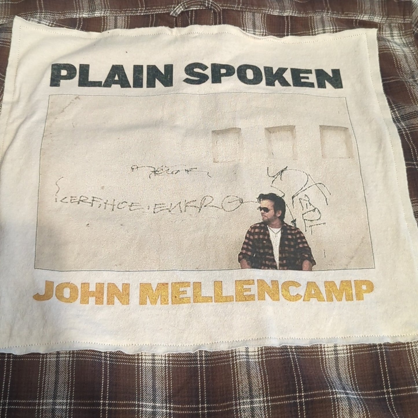 John Mellencamp Flannel Shirt Upcycled unisex Size Large L