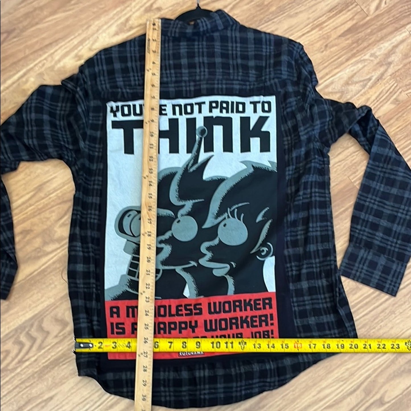 Futurama Upcycled Flannel Shirt Handmade Unisex Size Medium M