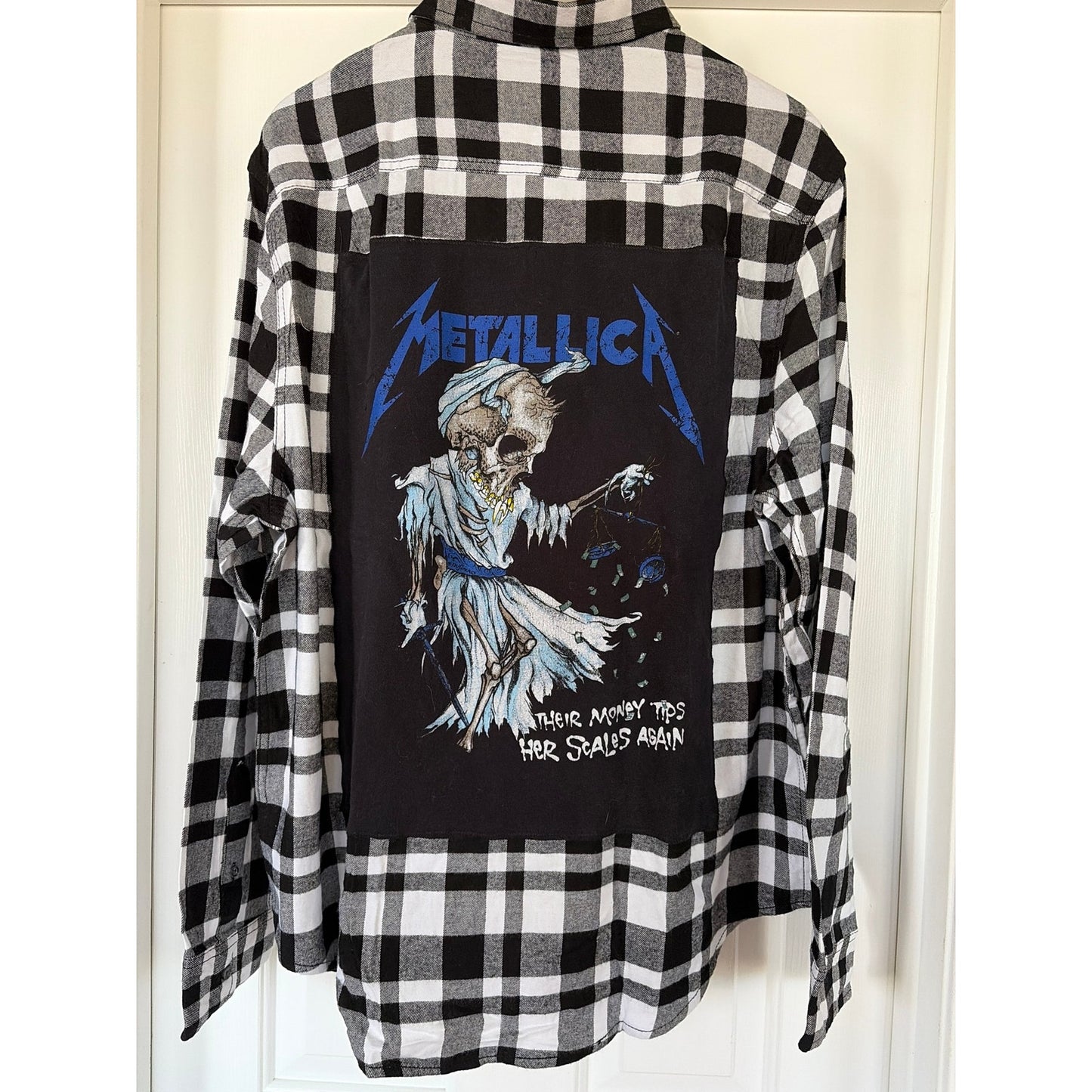 Metallica Upcycled Flannel Shirt unisex Size XLT  XL Tall