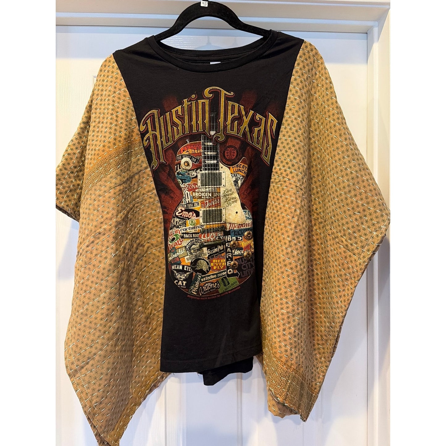 Austin Texas Upcycled Kantha Tunic Top Shirt OS Handmade Boho