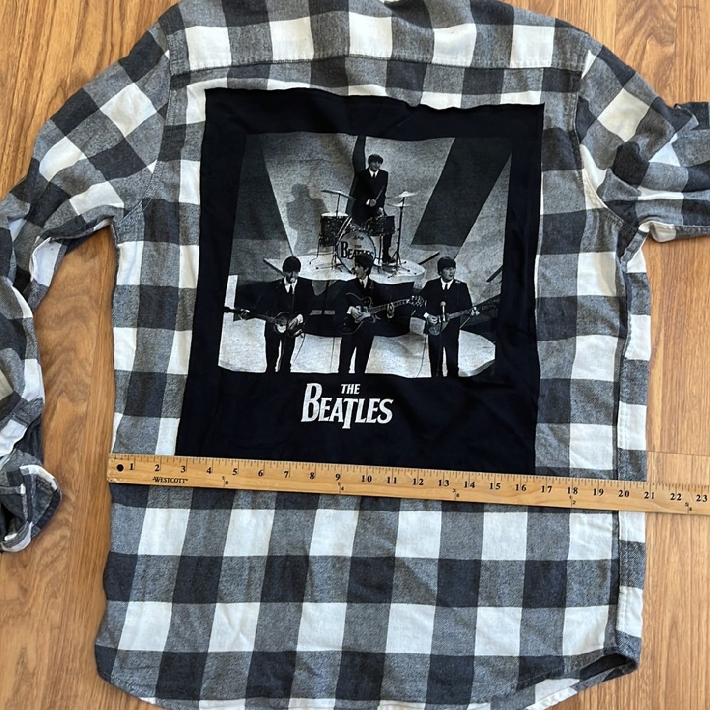 Beatles Flannel Shirt upcycled one of a kind unisex Medium M