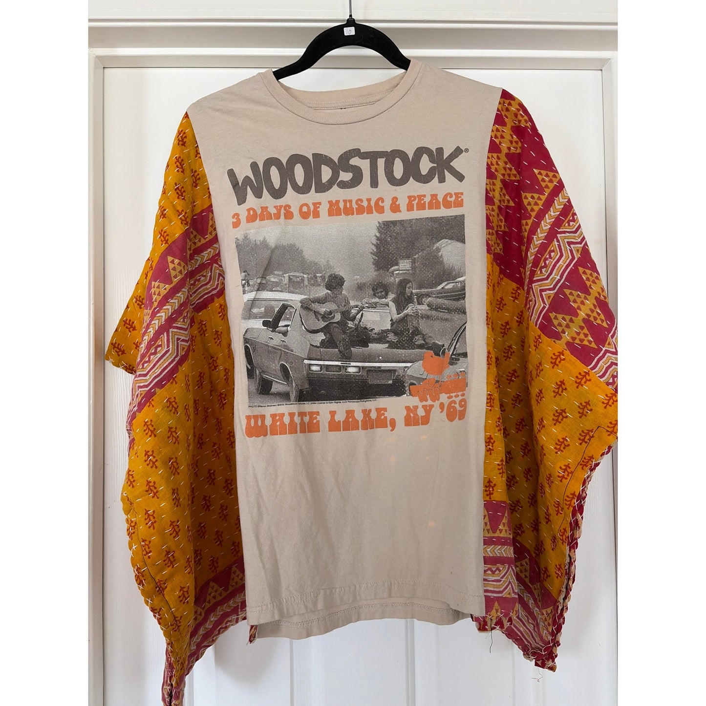 Woodstock Upcycled Tunic Top Shirt OS Bohemian Handmade