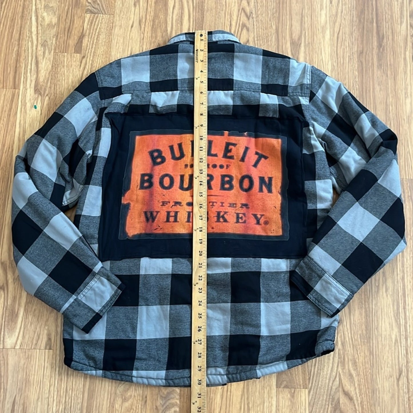 Bulleit Bourbon Wrangler Flannel Jacket upcycled size Medium