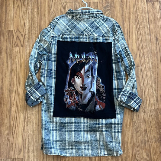 Disney Mulan Flannel shirt upcycled size 16 size XL