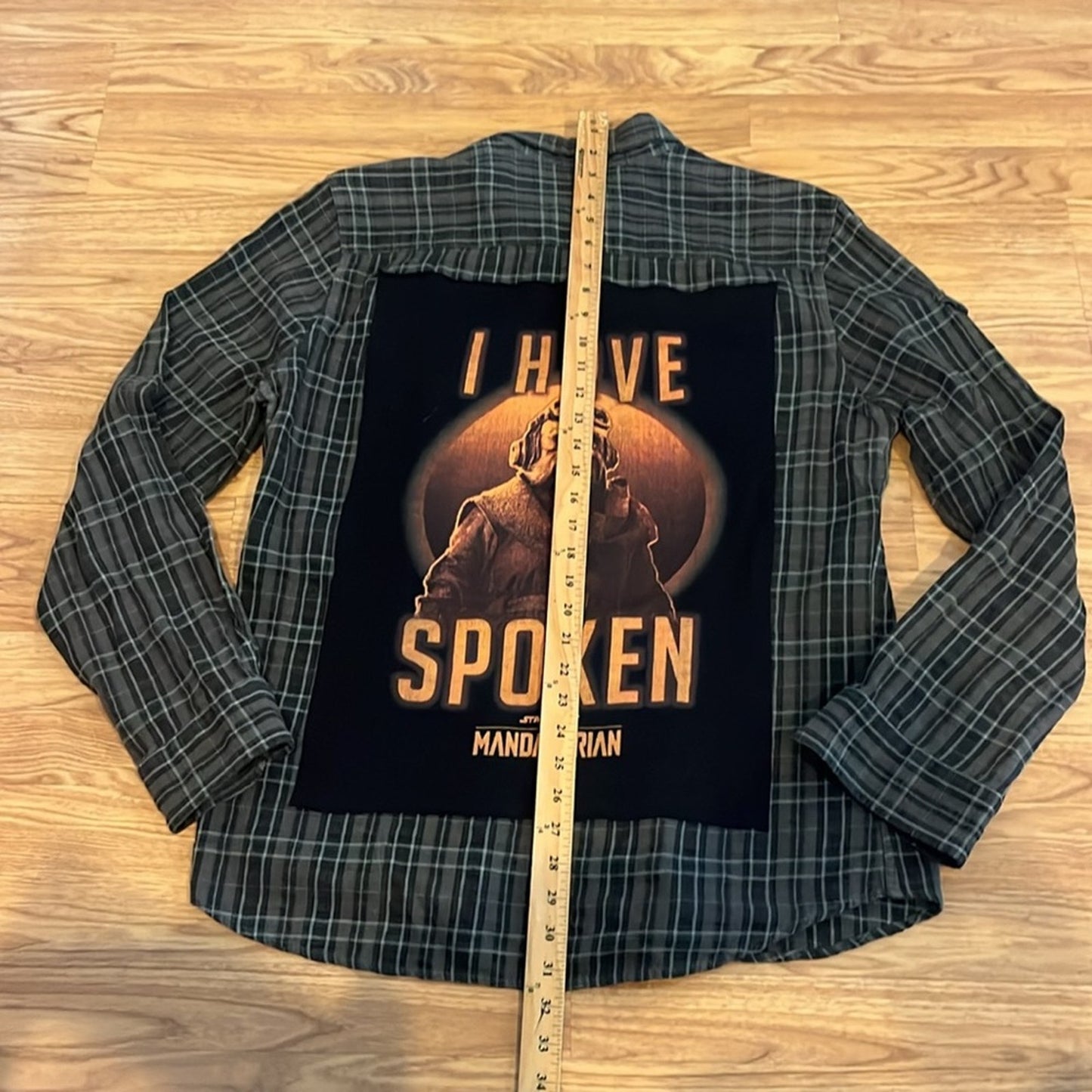 Star Wars Mandalorian Upcycled Flannel Shirt Unisex Size XL X-large