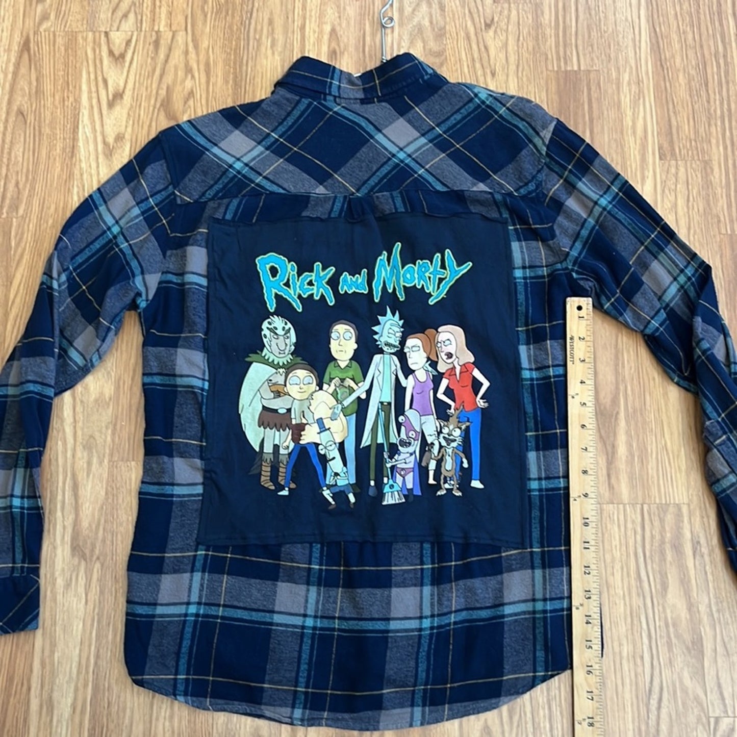 Rick and Morty Flannel Shirt upcycled one of a kind unisex Medium