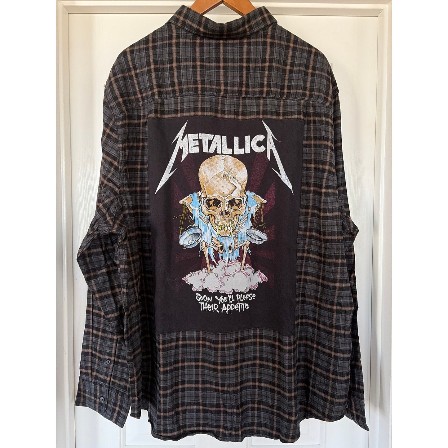 Metallica Upcycled Flannel Shirt unisex Size XXL Tall  2XLT