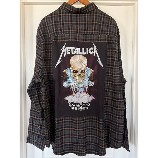 Metallica Upcycled Flannel Shirt unisex Size XXL Tall  2XLT