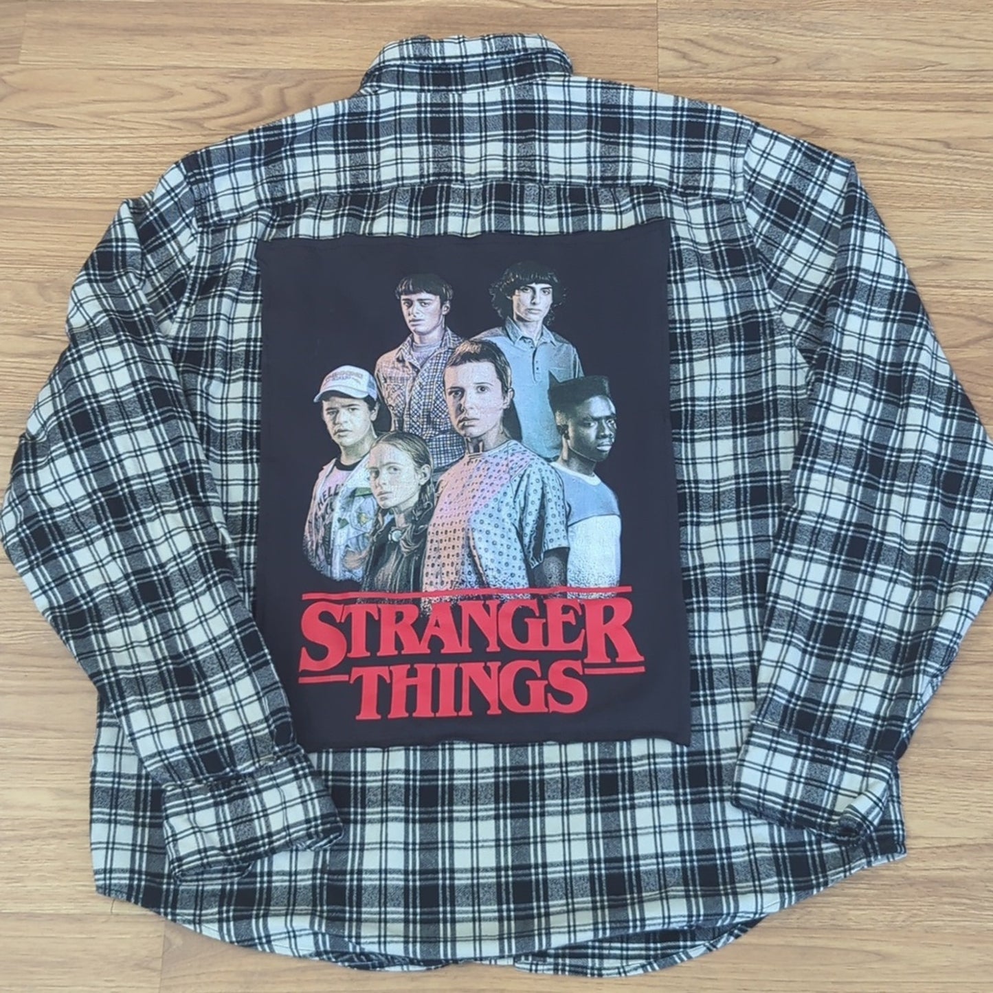 Pop Culture Flannel Shirt upcycled one of a kind unisex XL X-Large