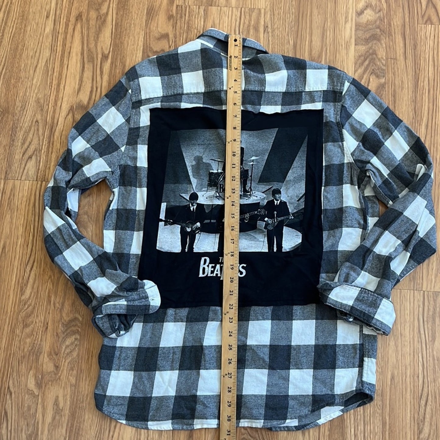 Beatles Flannel Shirt upcycled one of a kind unisex Medium M