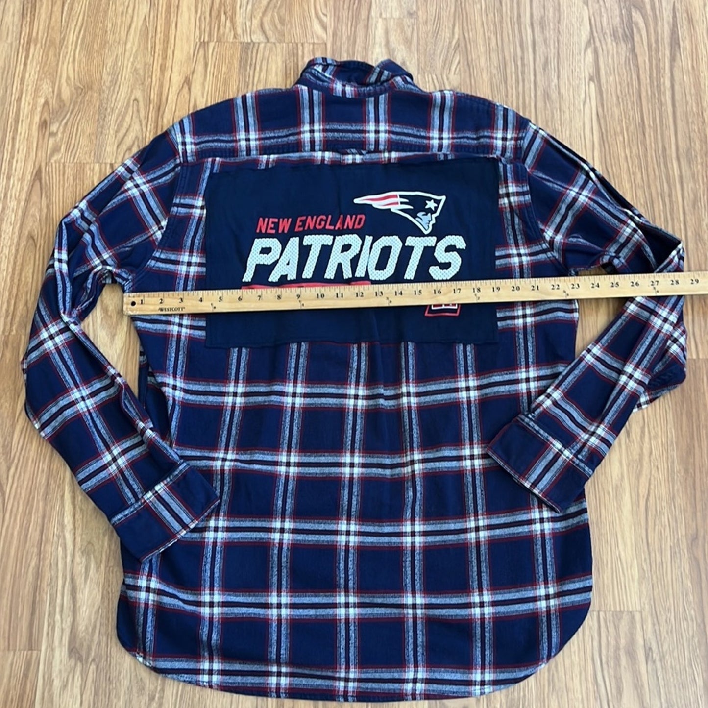 New England Patriots Flannel Shirt upcycled one of a kind size LT