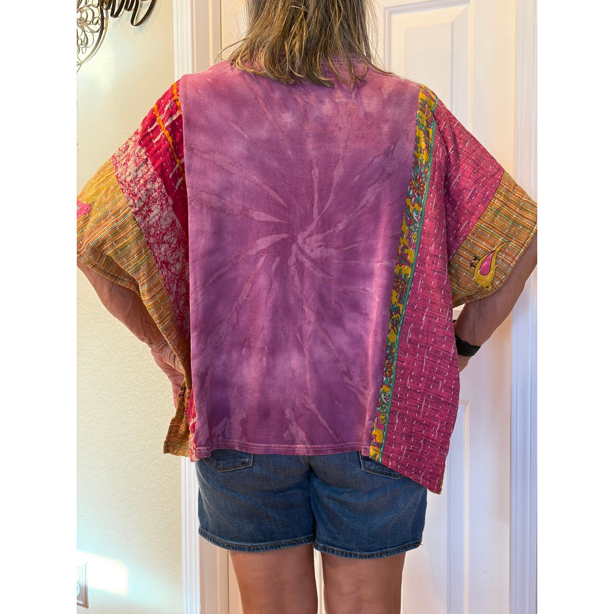 Journey Upcycled Kantha Tunic Top Shirt OS Handmade Boho