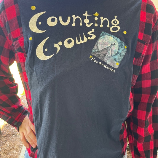 Counting Crows flannel sweatshirt upcycled one of a kind unisex one size