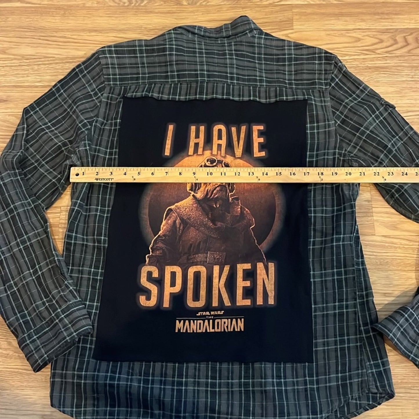 Star Wars Mandalorian Upcycled Flannel Shirt Unisex Size XL X-large