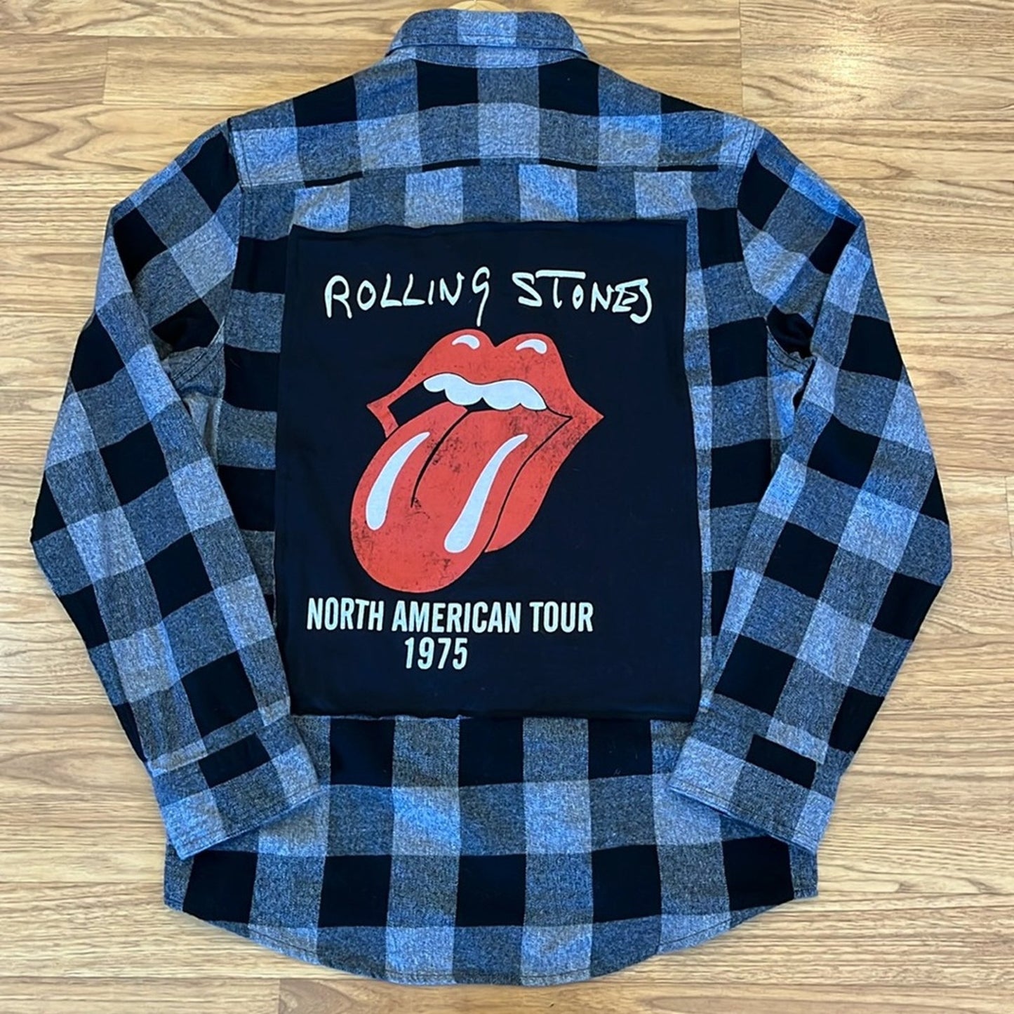 Rolling Stones Flannel Shirt upcycled unisex Size Small S